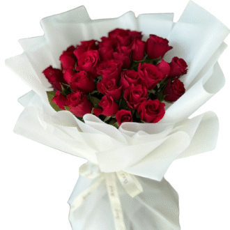 دسته گل رز قرمز ۲۰ شاخه