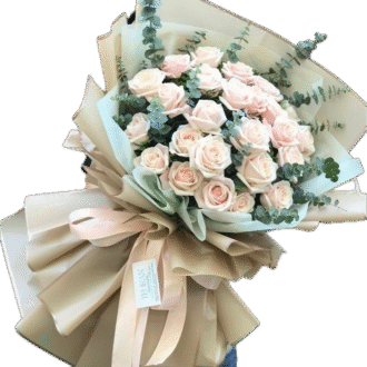 دسته گل رز کرم
